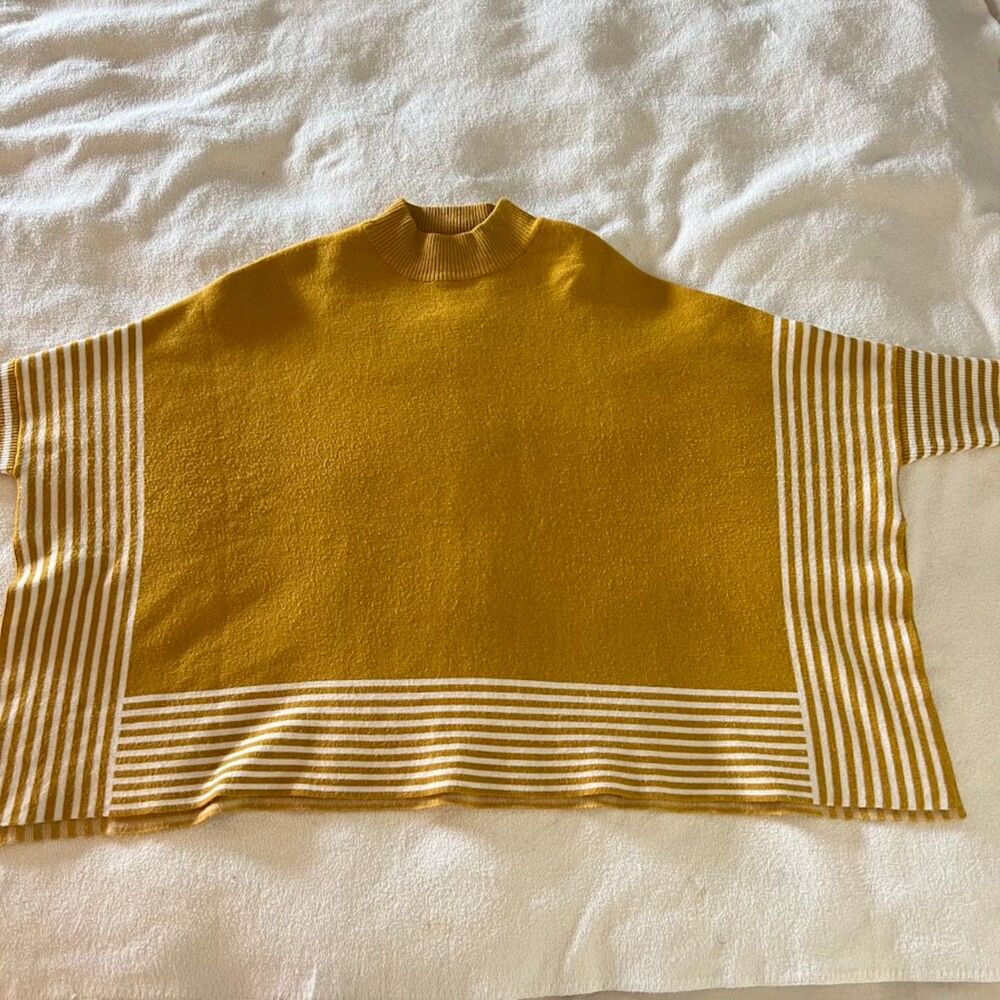 P Luca Milano Women's Oversized Sweater Mustard Yellow Turtleneck, Size S